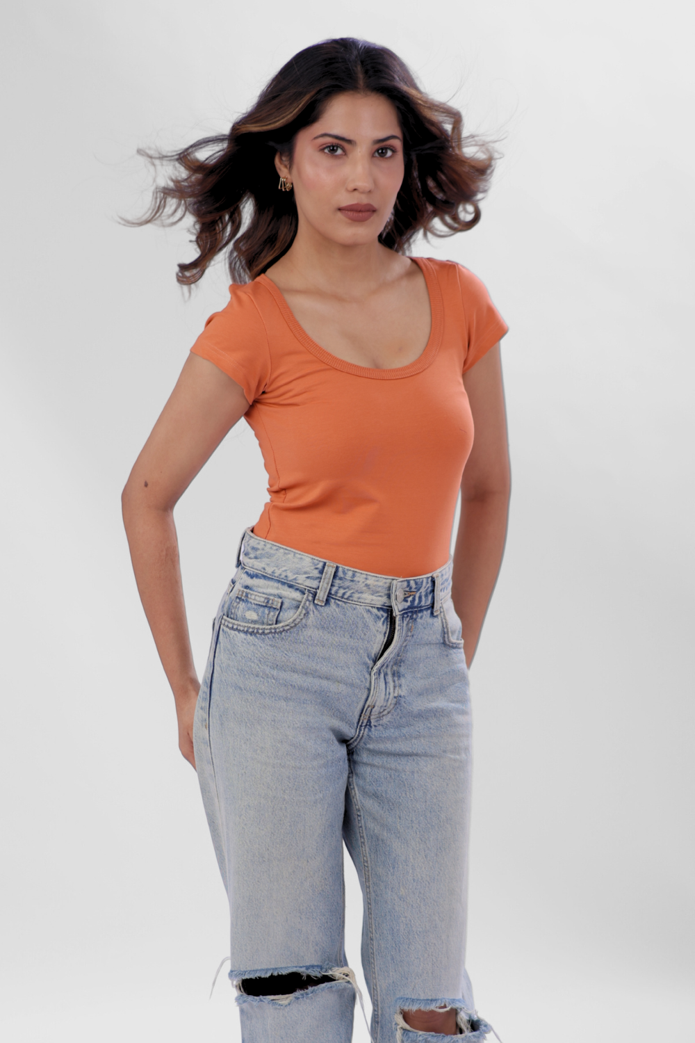 Vayra Scoop Neck Top - Rust