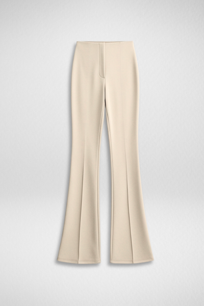 Ivy Sculpted High Waist Bootcut Trousers - ButterCream Beige