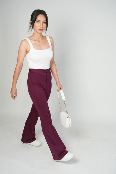 Swiss Sculpt Stretchable BootCut Flare Pants - Wine