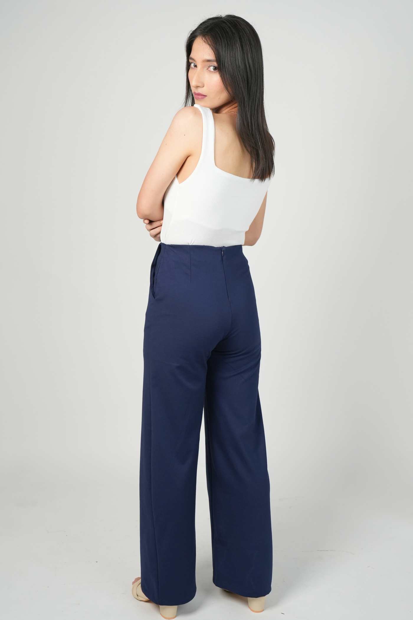 Boss Babe High Waist Wide Leg Pants - Navy Blue