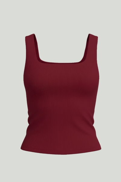 The 'Unhooked' Inbuilt Bra Top - Deep Red