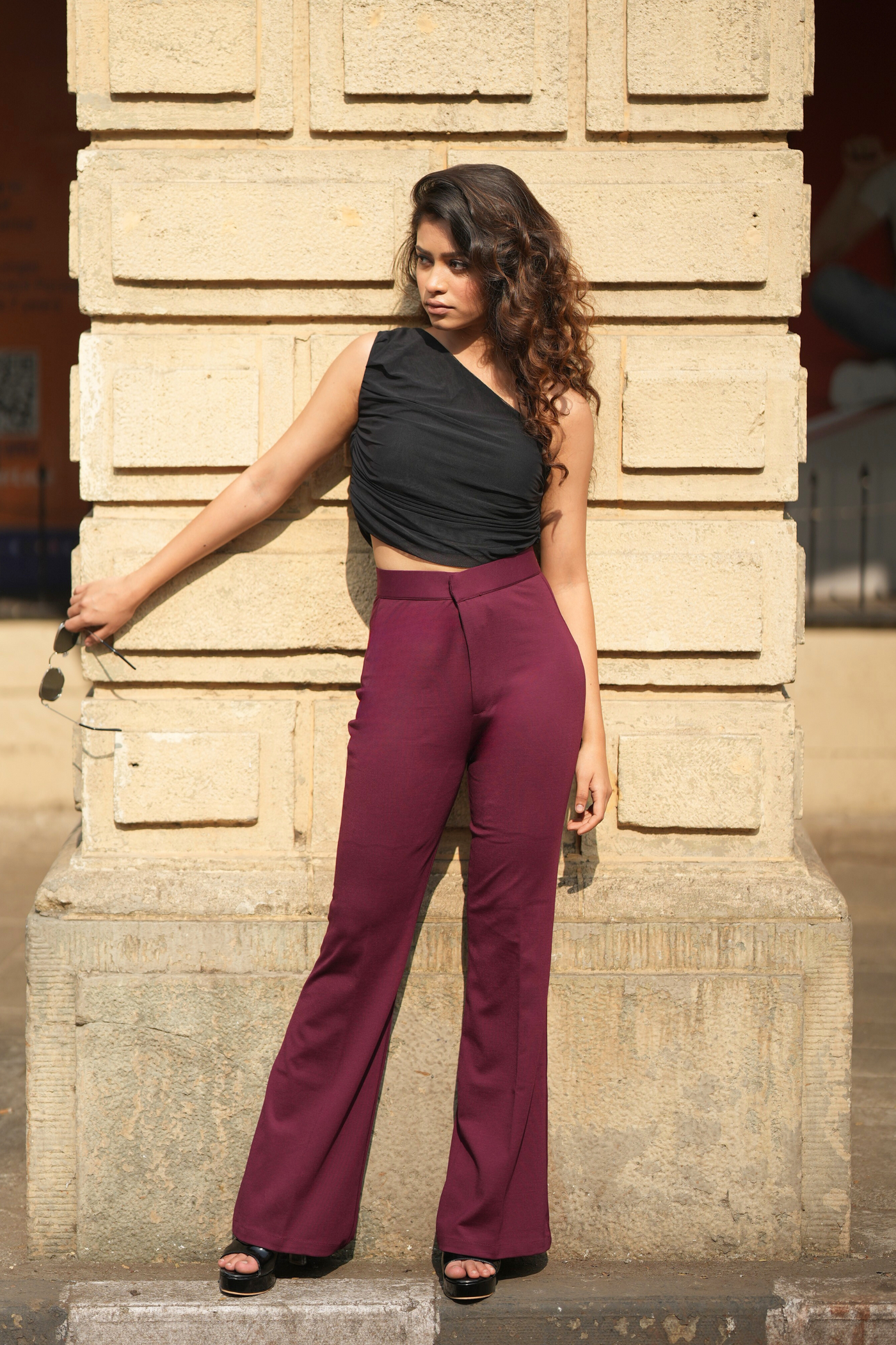 Swiss Sculpt Stretchable BootCut Flare Pants - Wine