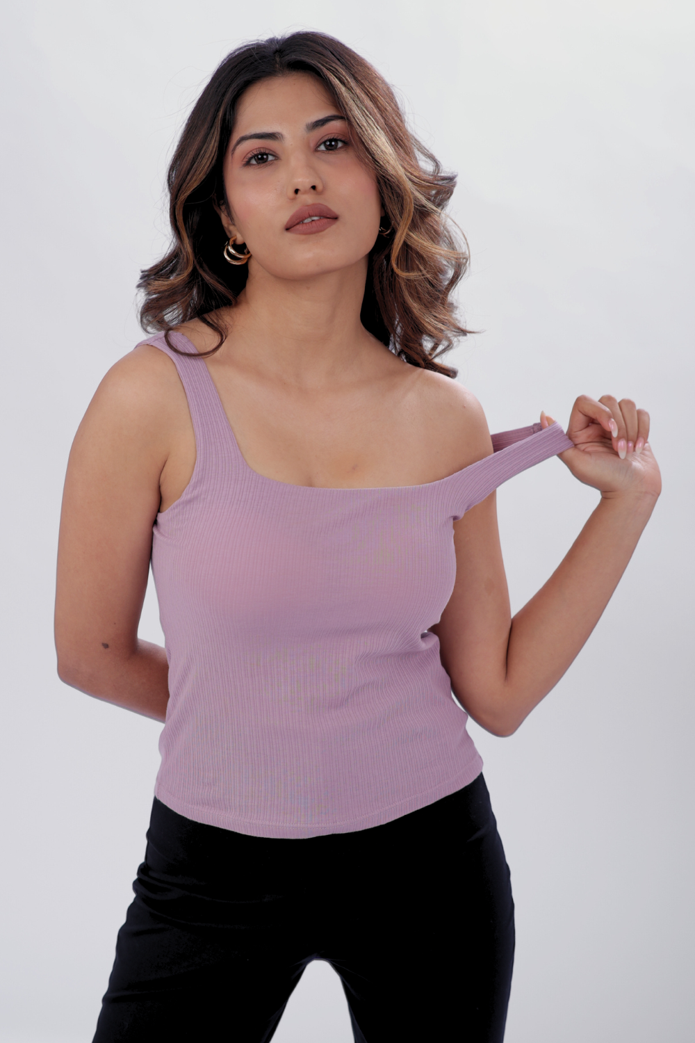 The 'Unhooked' Inbuilt Bra Top - Dusty Lilac