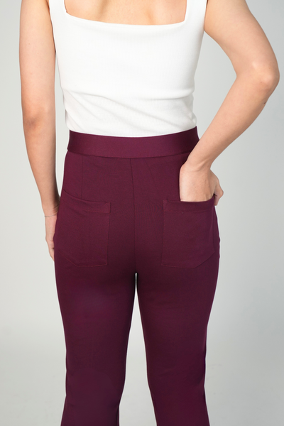 Swiss Sculpt Stretchable BootCut Flare Pants - Wine