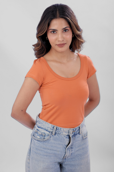 Vayra Scoop Neck Top - Rust
