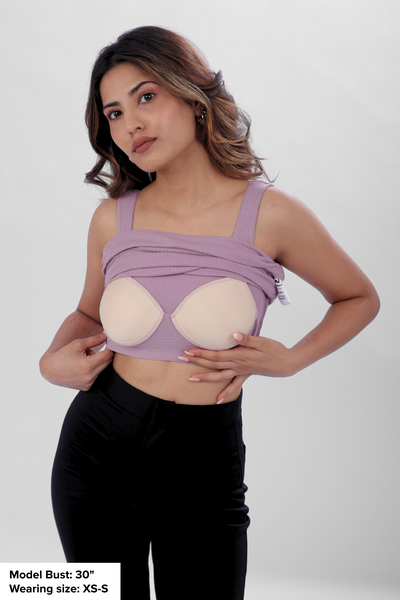 The 'Unhooked' Inbuilt Bra Top - Dusty Lilac