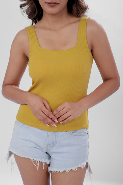 The 'Unhooked' Inbuilt Bra Top - Mustard Yellow