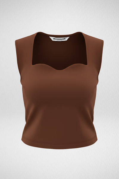 Sia Sweetheart Neckline Top - Mocha Brown
