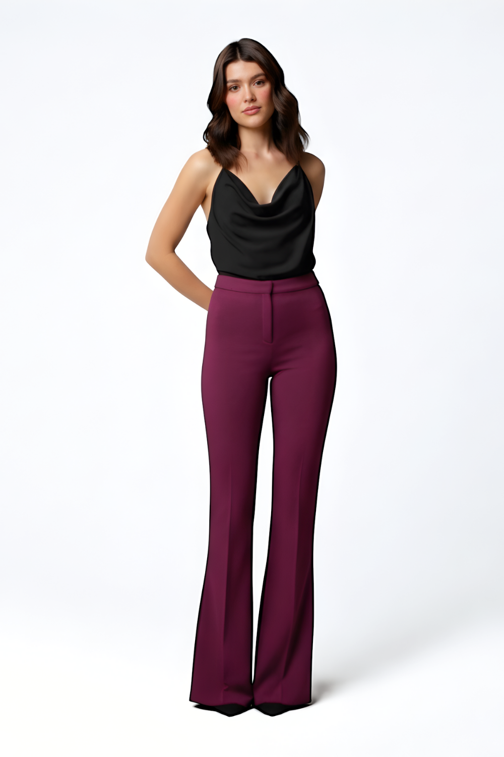 Swiss Sculpt Stretchable BootCut Flare Pants - Wine