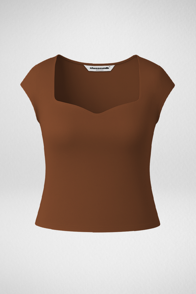 Sia Sweetheart Neckline Top - Mocha Brown
