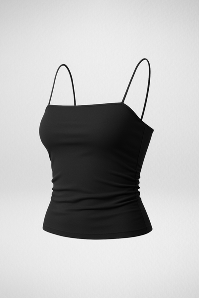 Jade Noodle Strap Inbuilt Bra Top - Black
