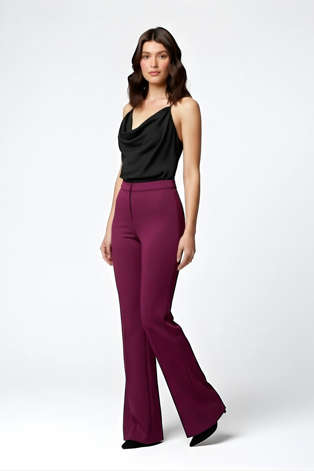 Swiss Sculpt Stretchable BootCut Flare Pants - Wine