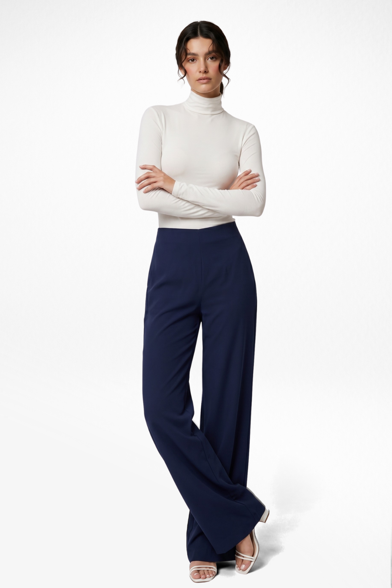 Boss Babe Stretchable Wide Leg Pants - Navy Blue
