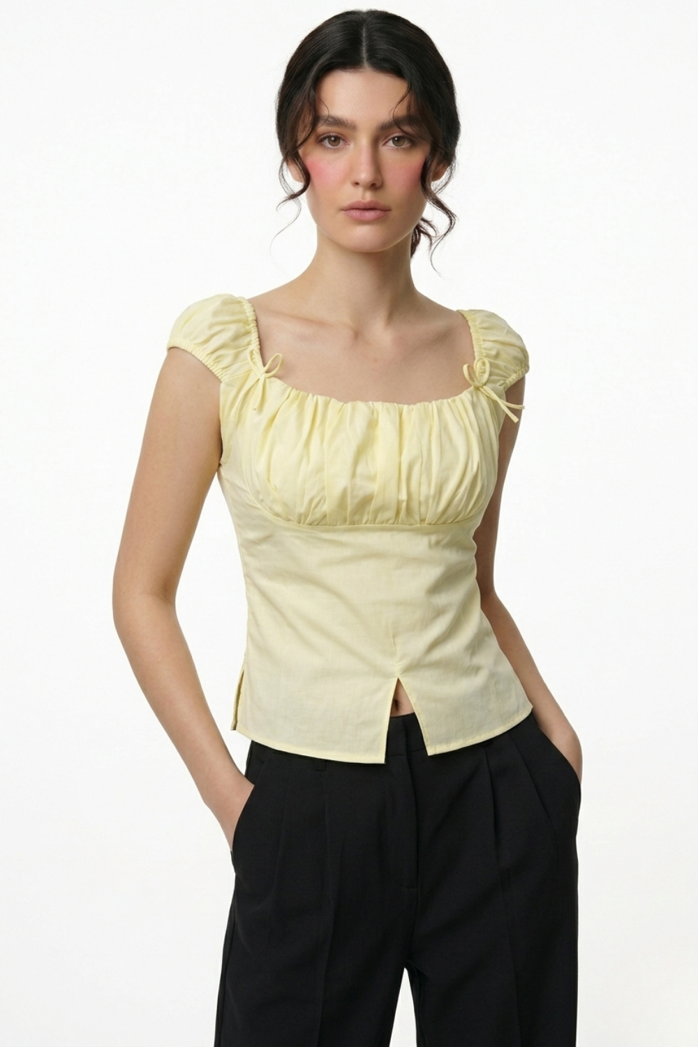 Blush Bustier Gathered Top - Butter Yellow