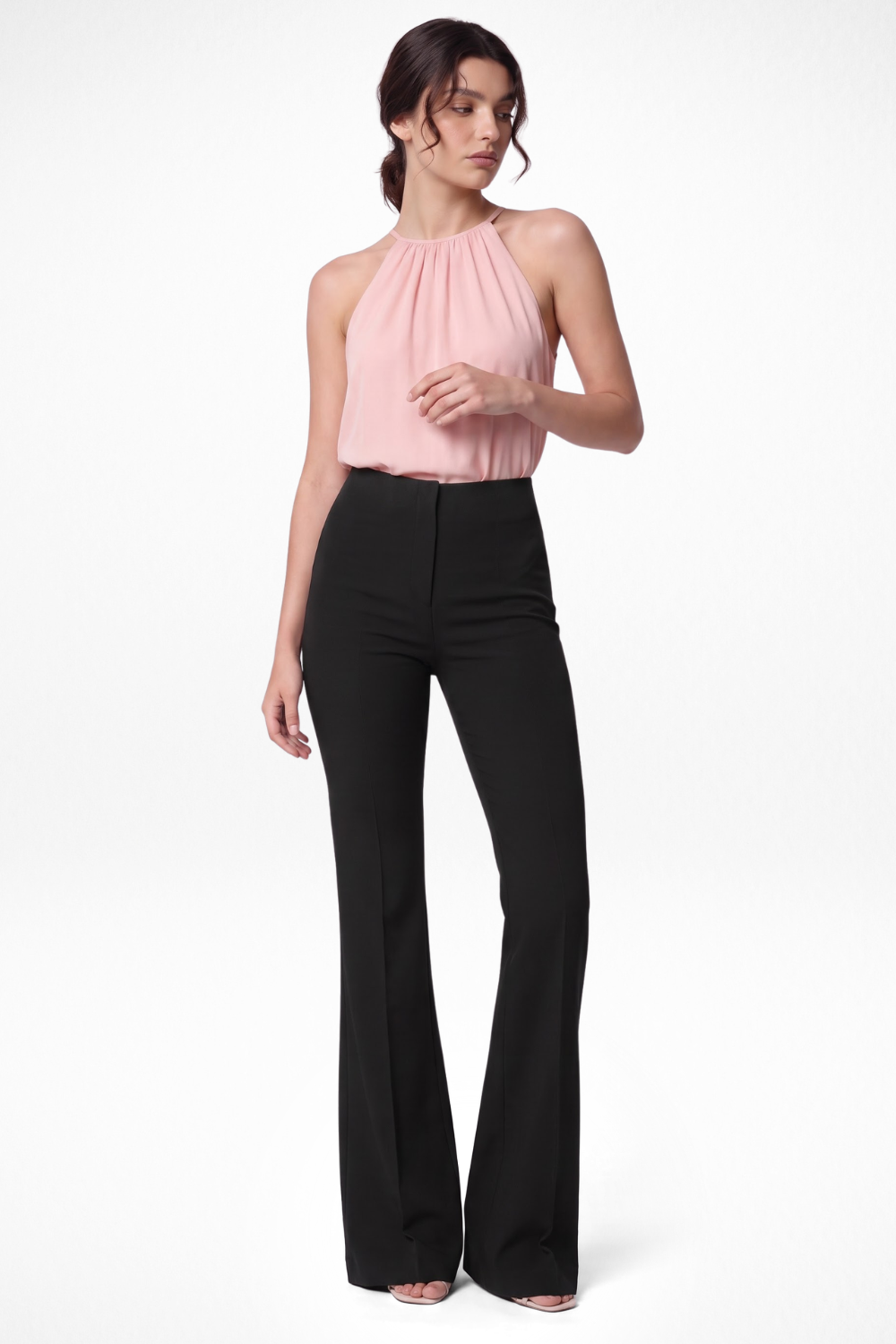 Ivy Sculpted High Waist Bootcut Trousers - Black