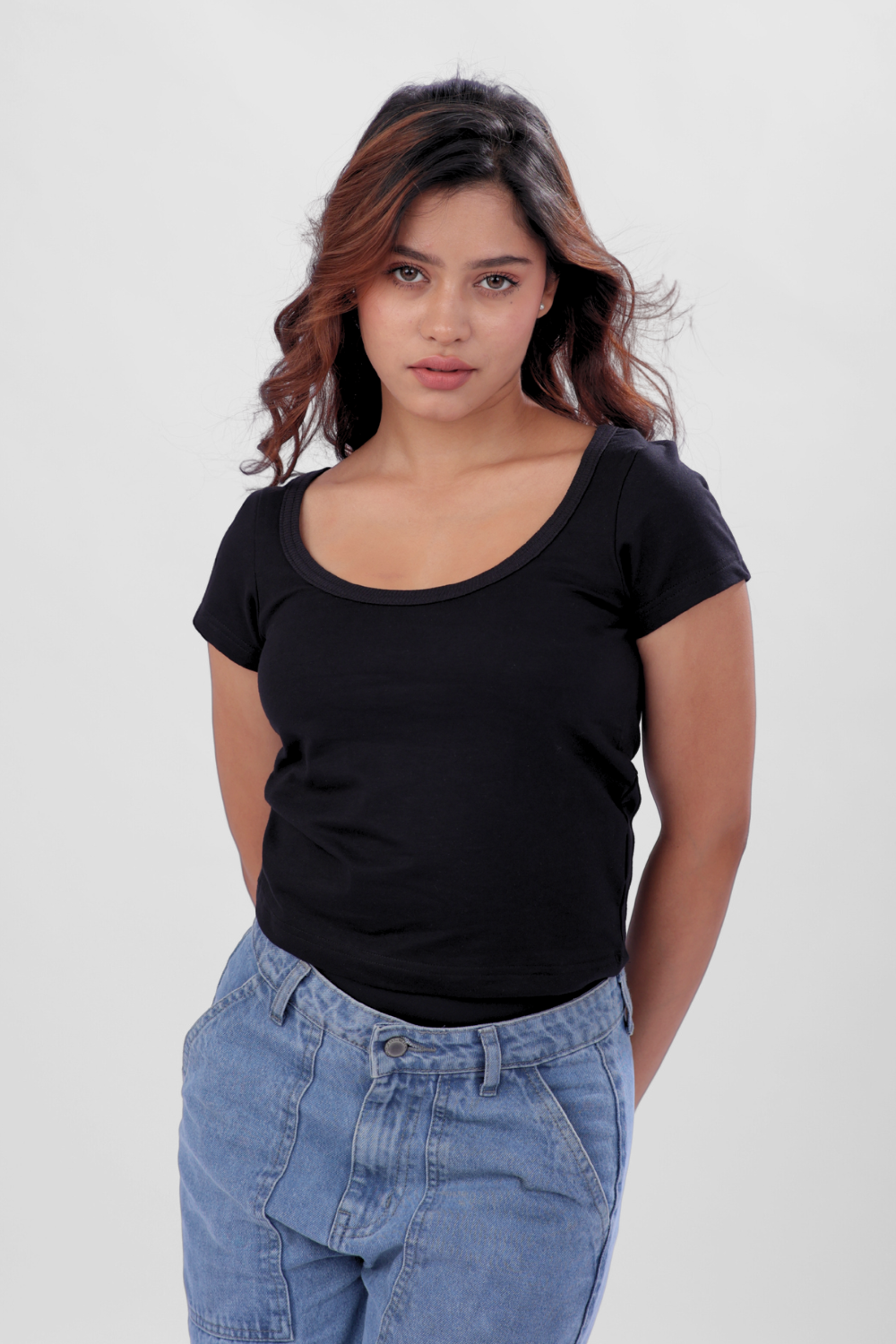 Vayra Scoop Neck Top - Black