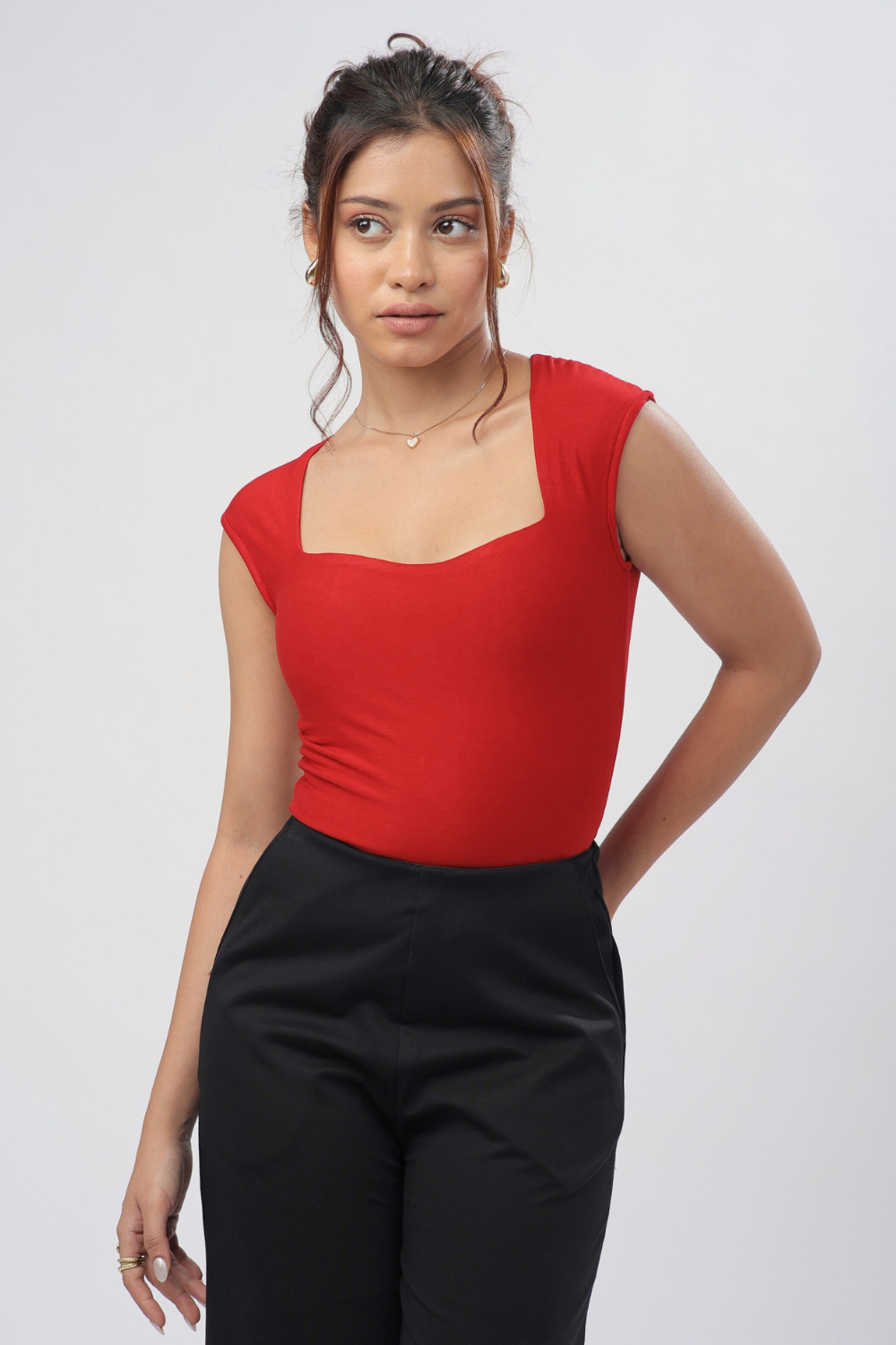 Sia Sweetheart Neckline Top - Ruby Red
