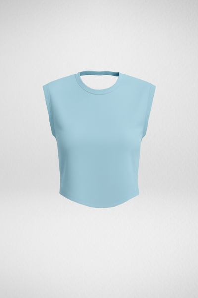 Muse Backless Inbuilt Bra Top - Ice Blue