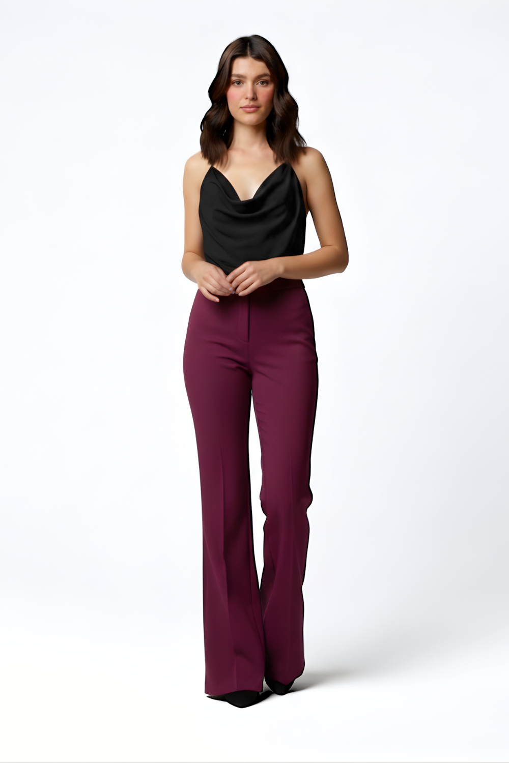 Swiss Sculpt Stretchable BootCut Flare Pants - Wine