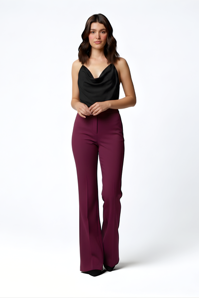 Swiss Sculpt Stretchable BootCut Flare Pants - Wine