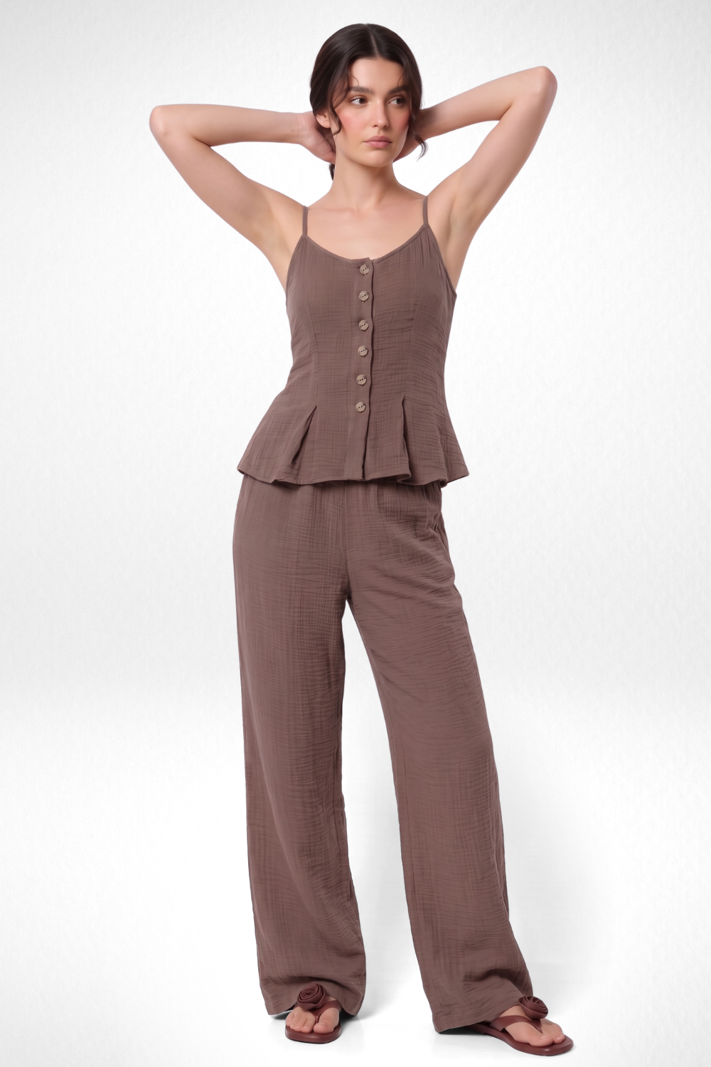 Beccah High Waisted Bottoms- Brown
