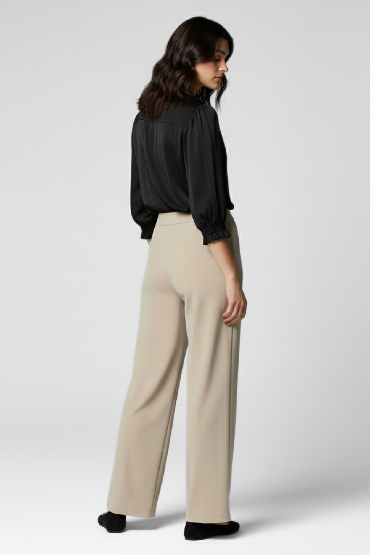 City Sleek High Waist Straight Fit Pants - L Fawn