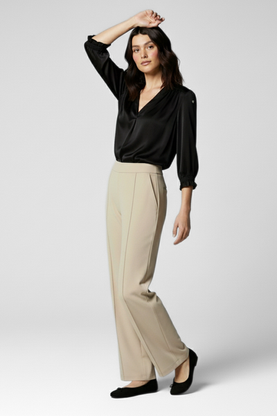 City Sleek High Waist Straight Fit Pants - L Fawn