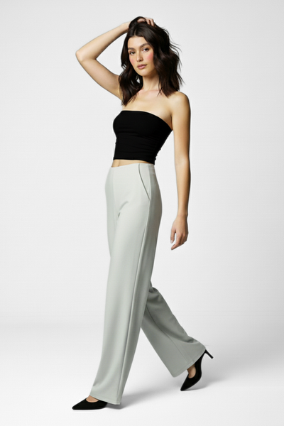 Boss Babe Stretchable Wide Leg Pants - Grey