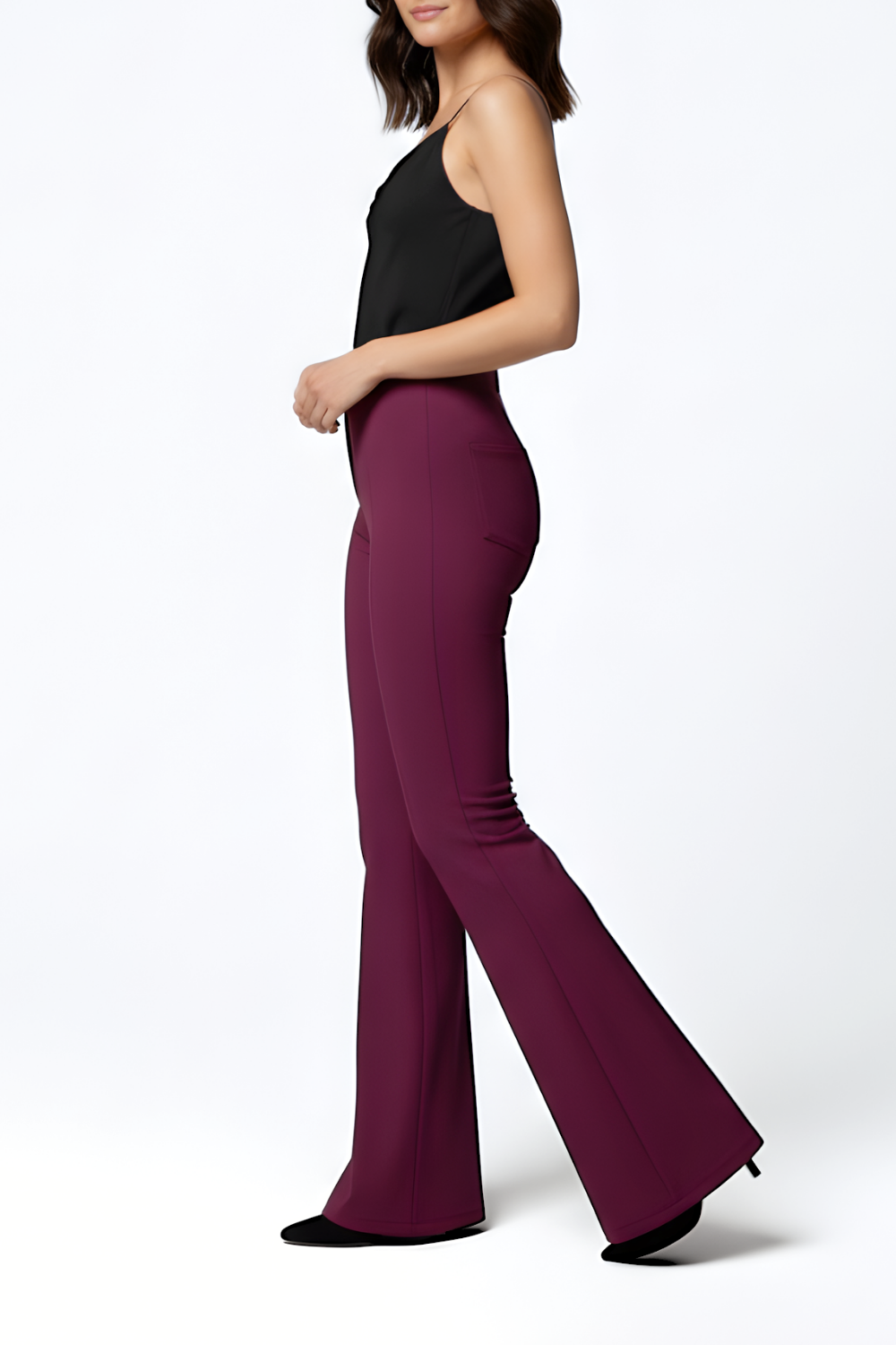 Swiss Sculpt Stretchable BootCut Flare Pants - Wine