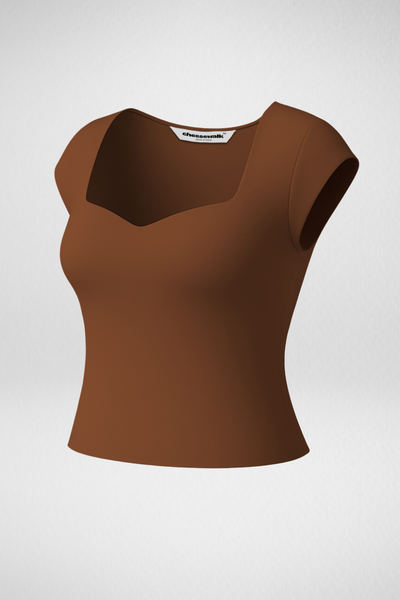 Sia Sweetheart Neckline Top - Mocha Brown