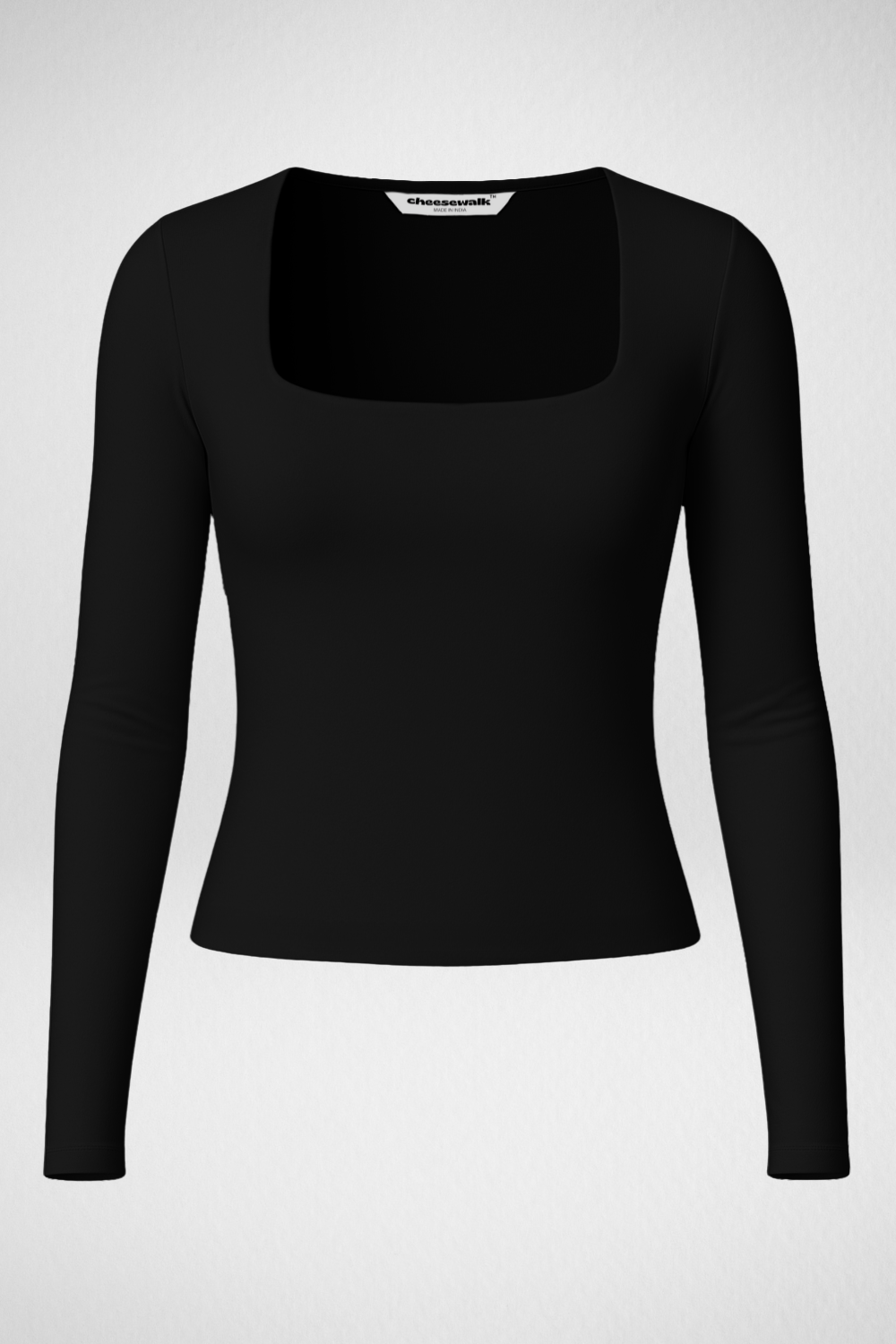 Cozee Square Neck Full Sleeves Top- Black – Cheesewalk