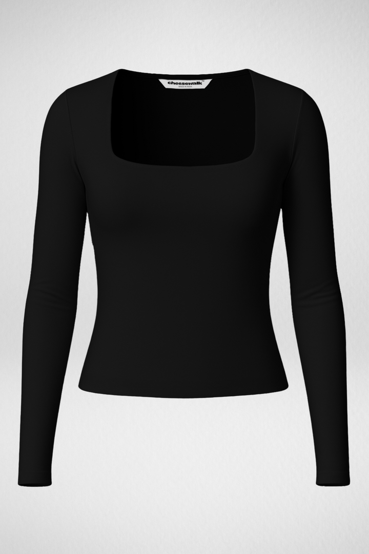 Black Square Neck Full Sleeve Top Buy Black Tops For Women By ASOS
