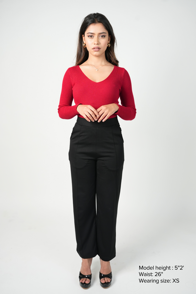 City Sleek High Waist Straight Fit Pants - Black