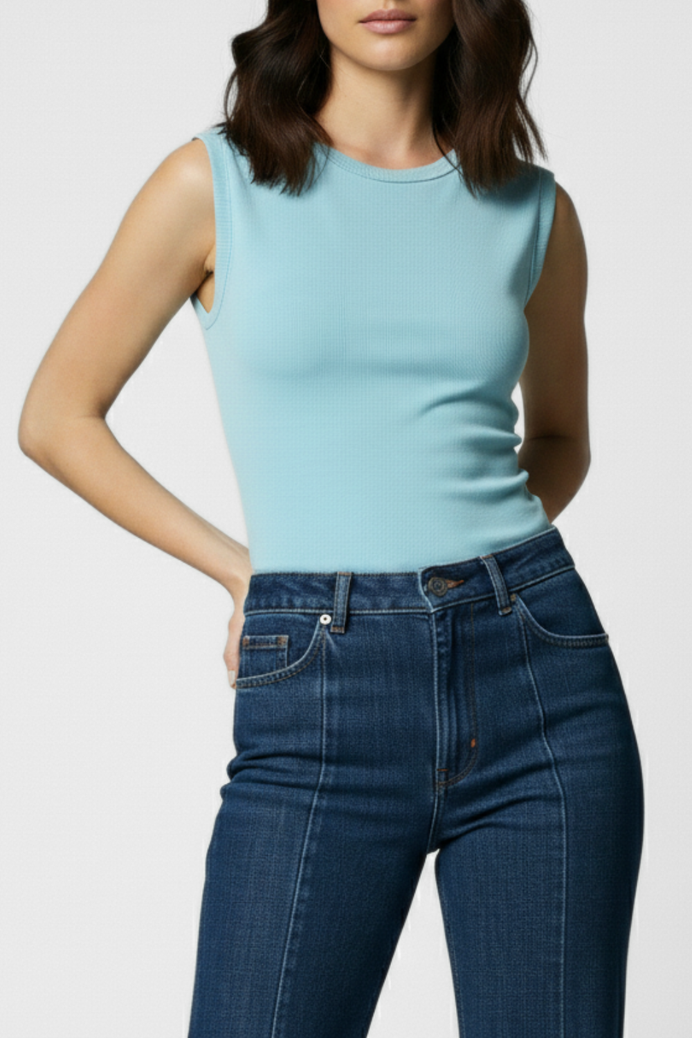 Muse Backless Inbuilt Bra Top - Ice Blue