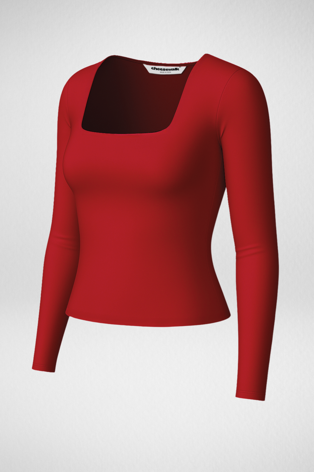 Cozee Square Neck Full Sleeves Top - Ruby Red