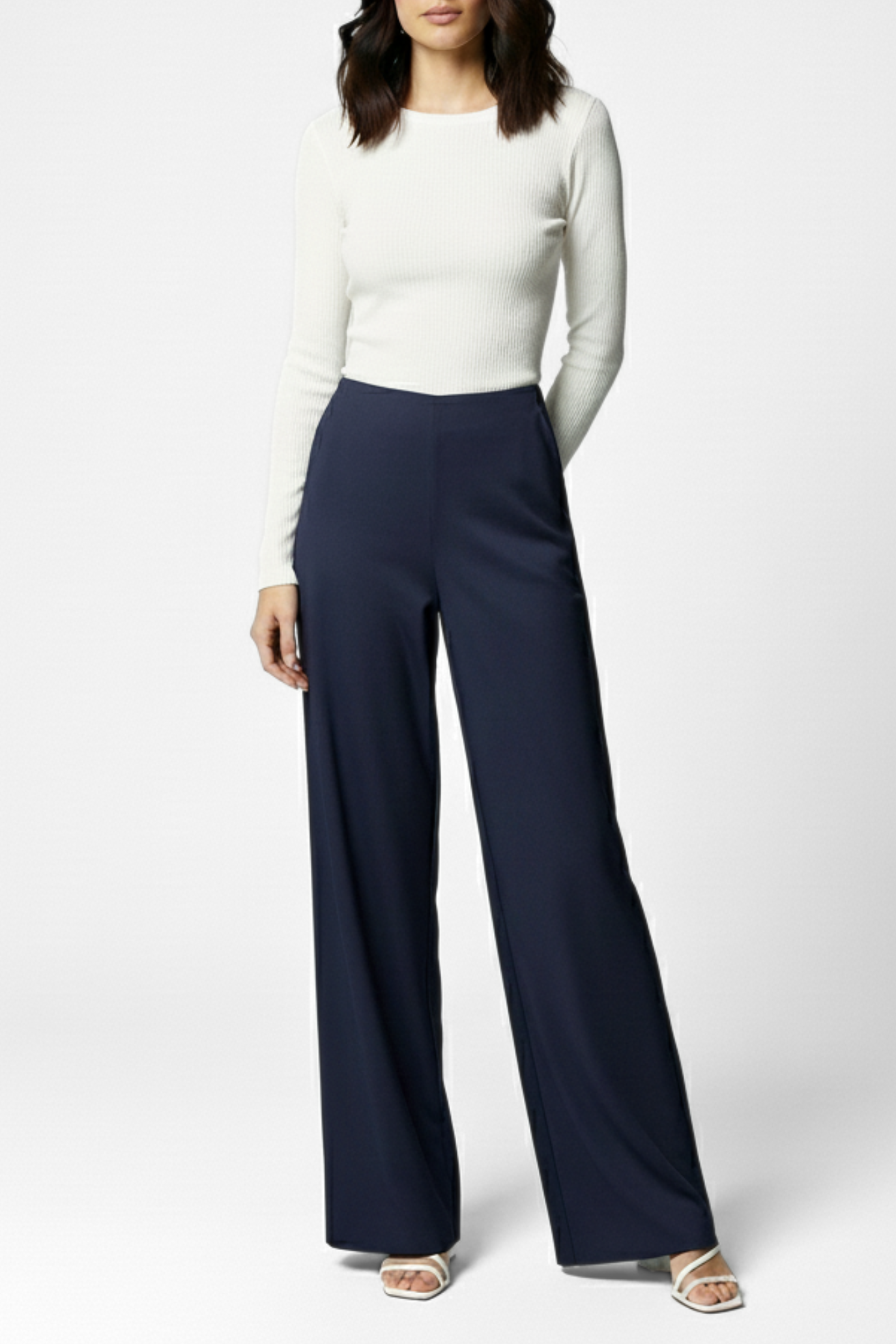 Boss Babe Stretchable Wide Leg Pants - Navy Blue