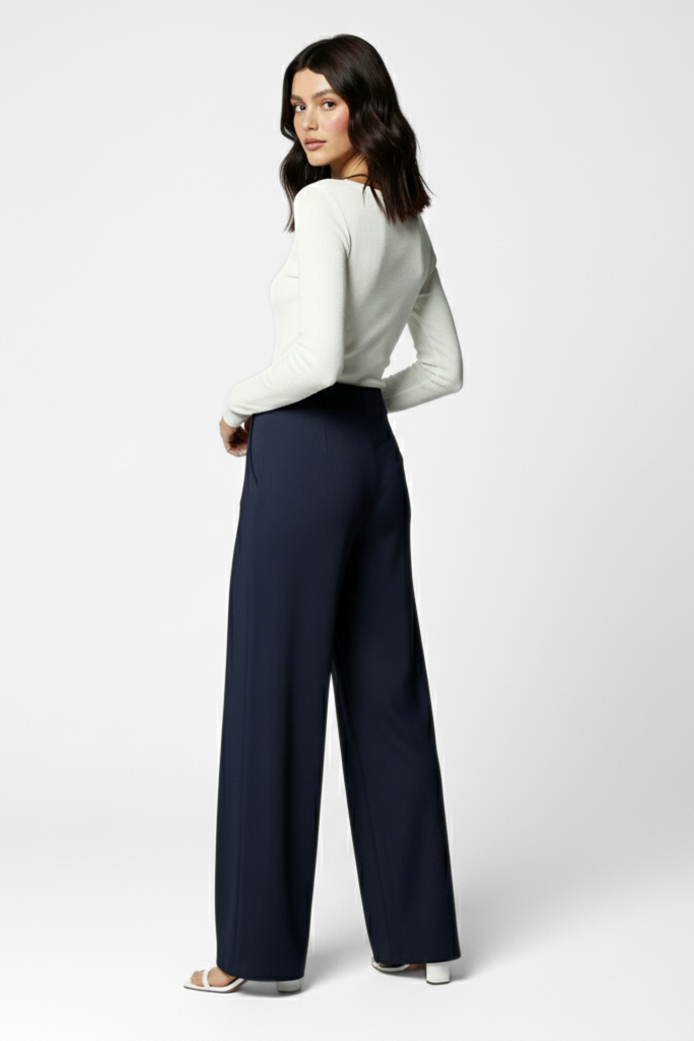 Boss Babe Stretchable Wide Leg Pants - Navy Blue