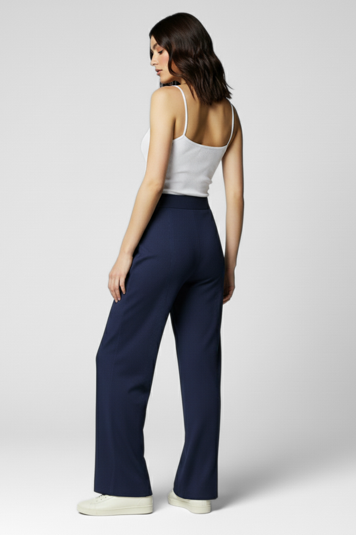 City Sleek High Waist Straight Fit Pants - Navy Blue