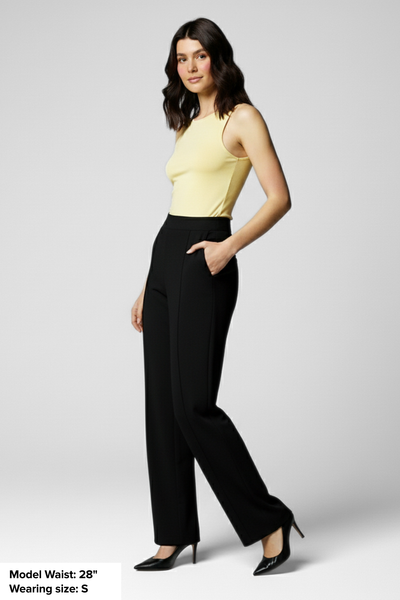 City Sleek High Waist Straight Fit Pants - Black