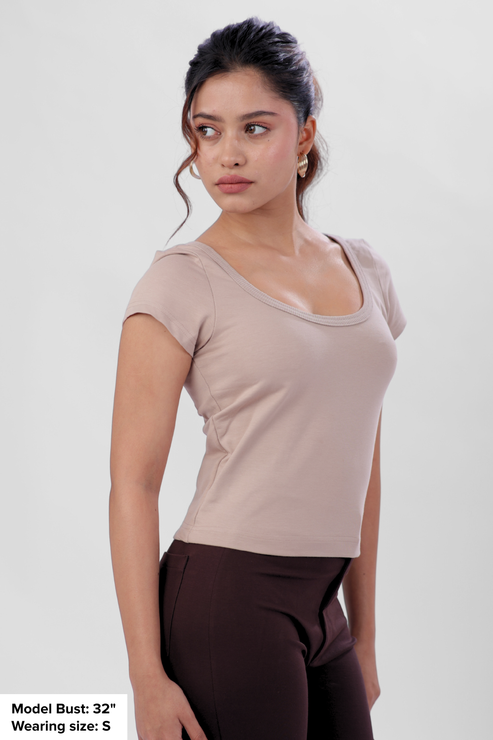 Vayra Scoop Neck Top - Mocha Mousse