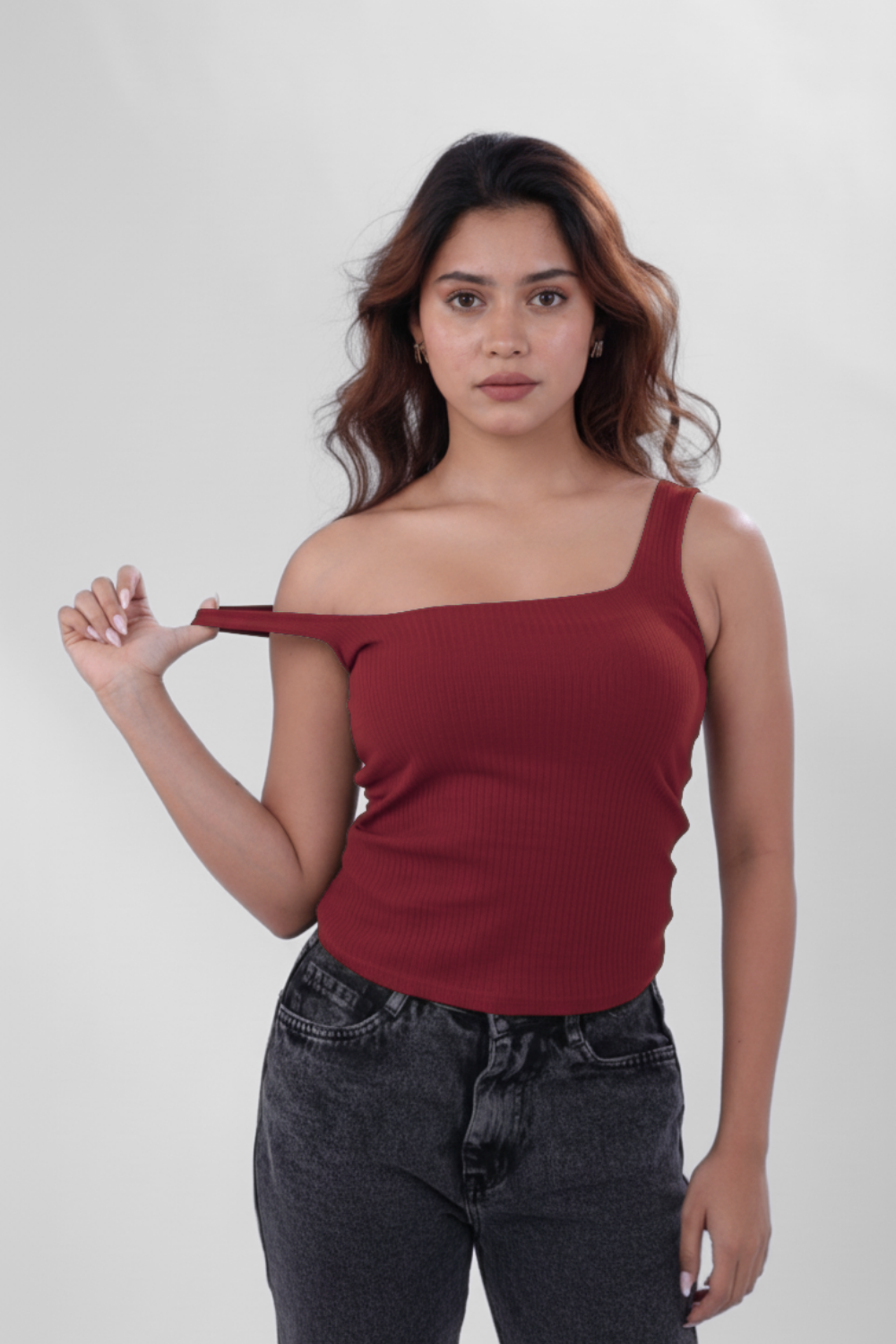 The 'Unhooked' Inbuilt Bra Top - Deep Red