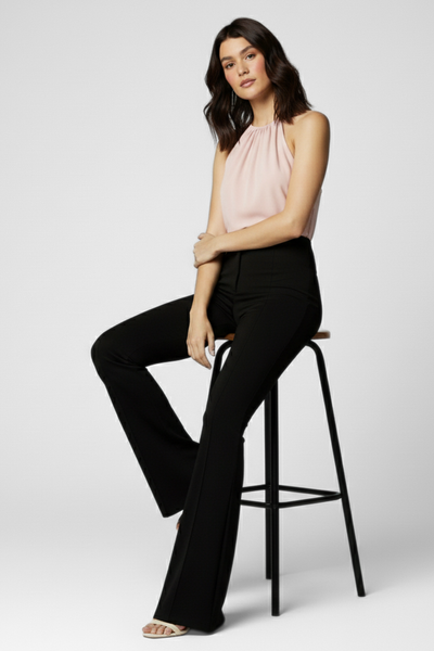 Ivy Sculpted High Waist Bootcut Trousers - Jet Black