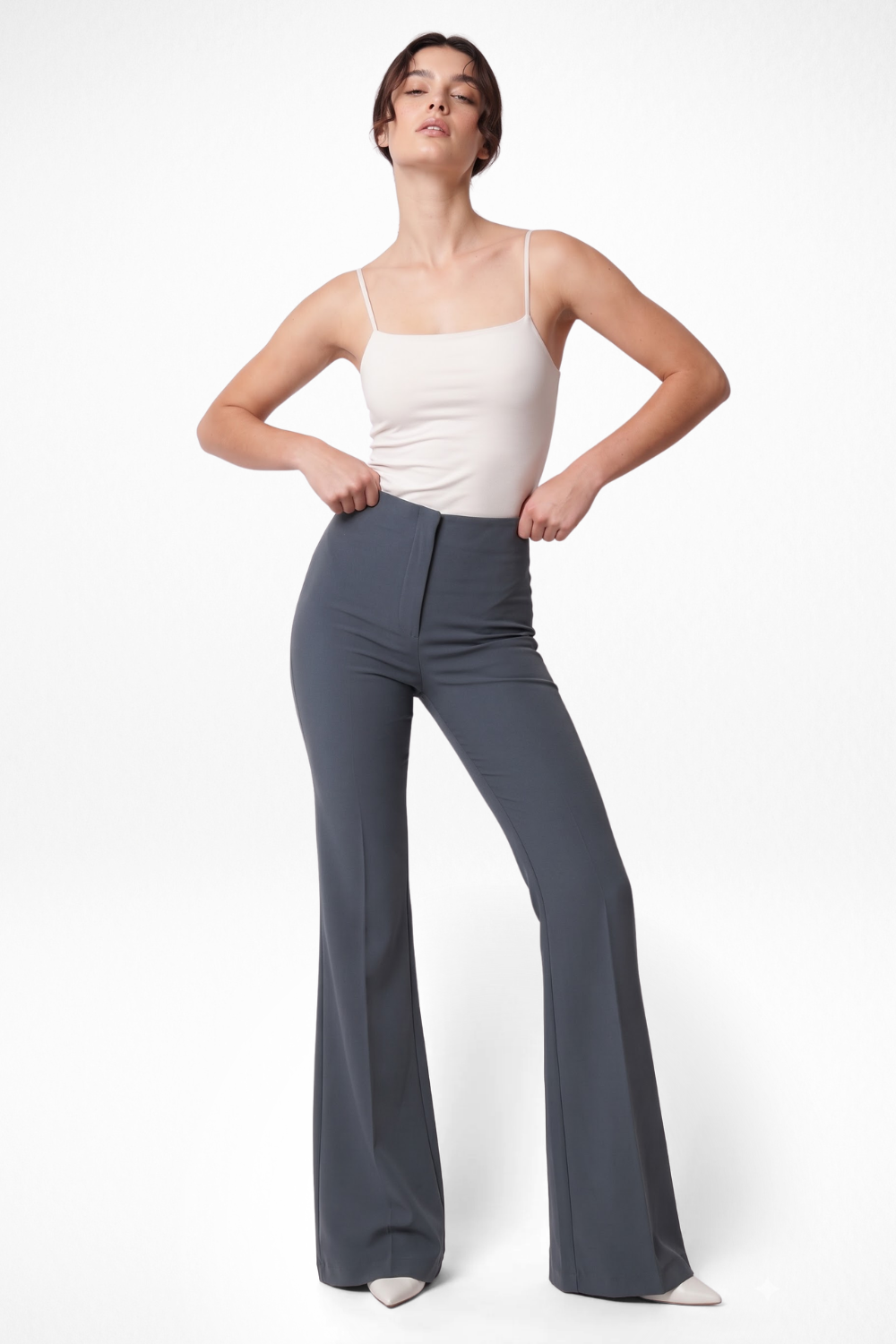Ivy Sculpted High Waist Bootcut Trousers - Corporate Grey