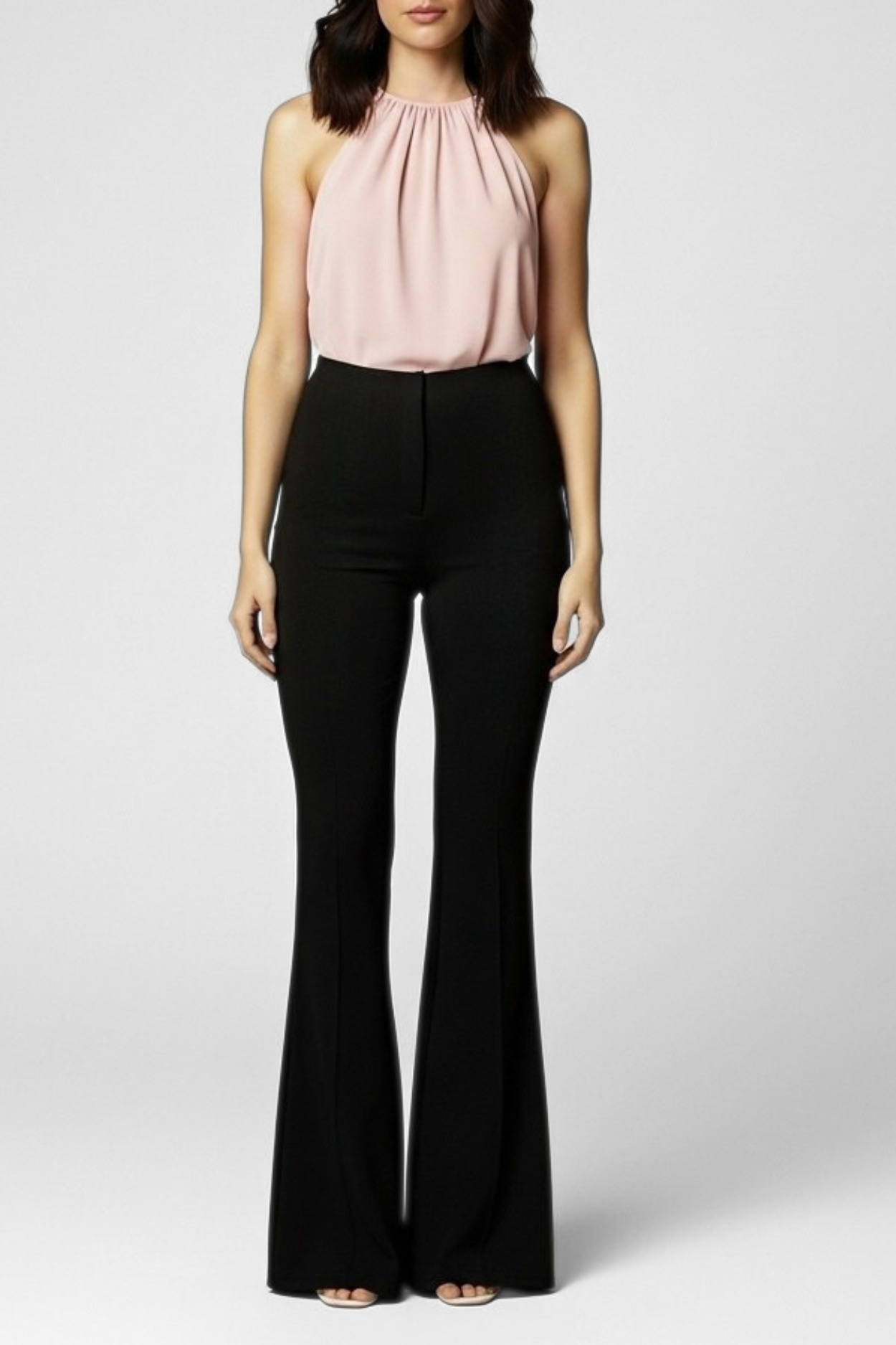 Ivy Sculpted High Waist Bootcut Trousers - Jet Black