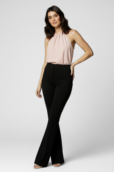 Ivy Sculpted High Waist Bootcut Trousers - Jet Black
