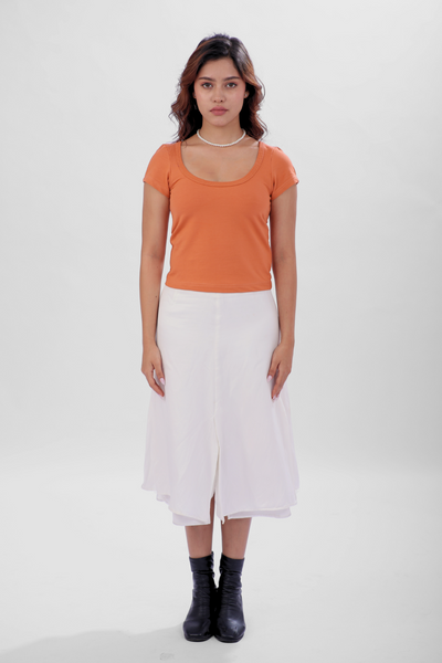 Vayra Scoop Neck Top - Rust