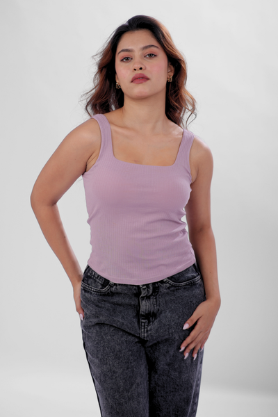 The 'Unhooked' Inbuilt Bra Top - Dusty Lilac