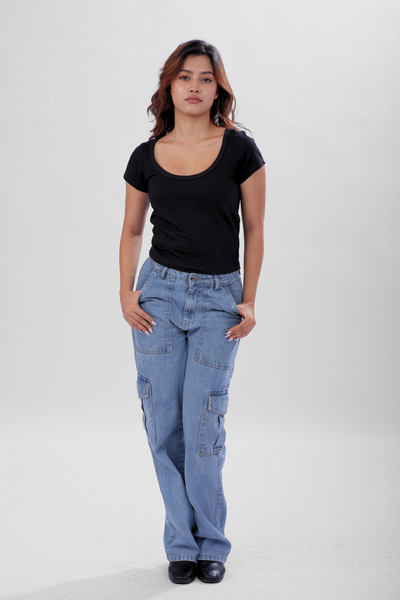 Vayra Scoop Neck Top - Black