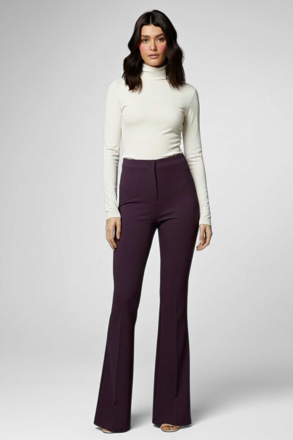 Ivy Sculpted High Waist Bootcut Trousers - French Wine
