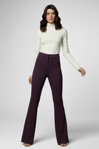 Ivy Sculpted High Waist Bootcut Trousers - French Wine